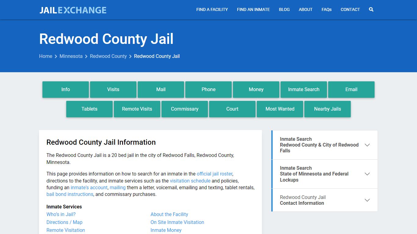 Redwood County Jail, MN Inmate Search, Information